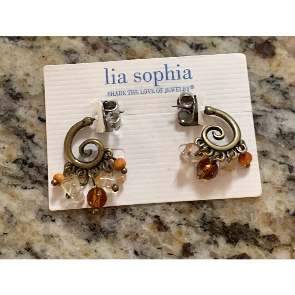 Lia Sophia Swirl Boho Beads earrings Retired New